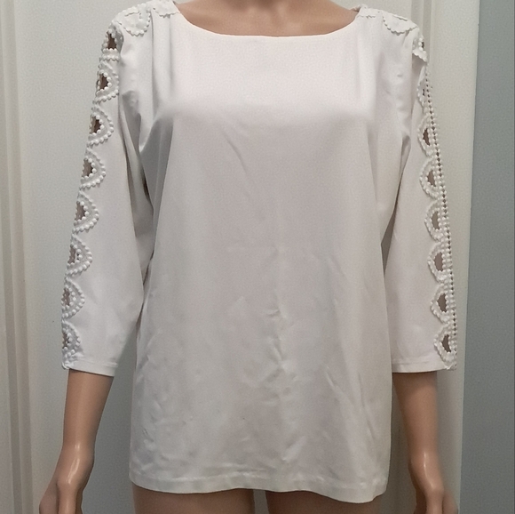 Talbots White Blouse with Lace Sleeves - Picture 1 of 8